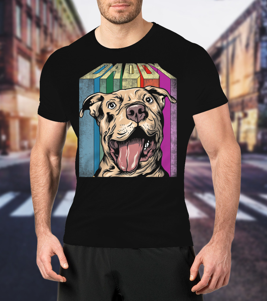 Daddy Colorful Pitbull Dog T-Shirt