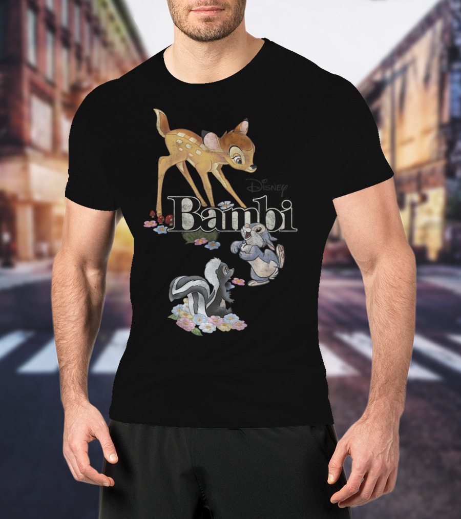 Disney Bambi Classic Group Shot Bambi Flower Thumper T-Shirt