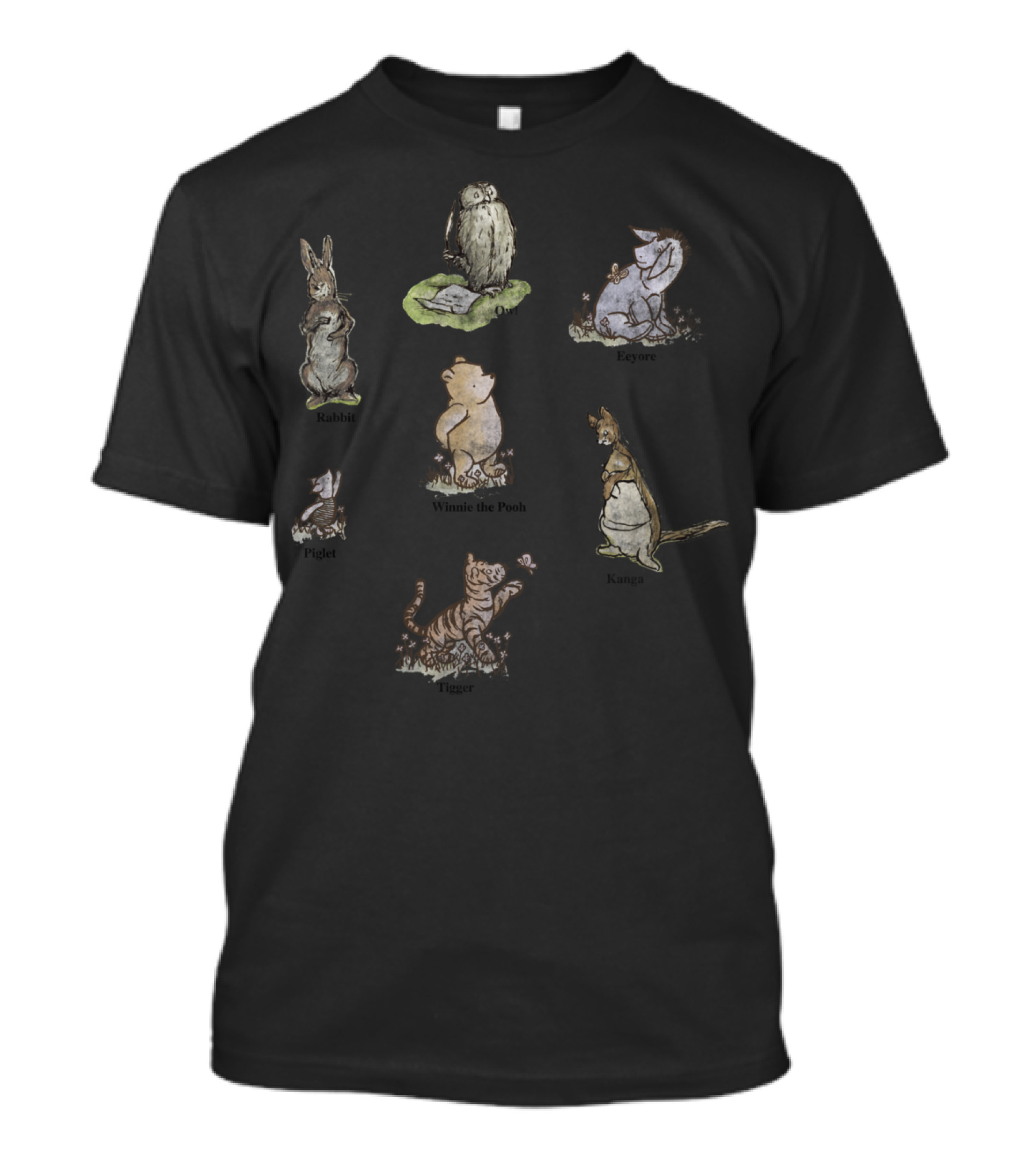 Disney Winnie The Pooh Piglet Tigger Eeyore Kanga Rabbit Classic Group Shot T-Shirt