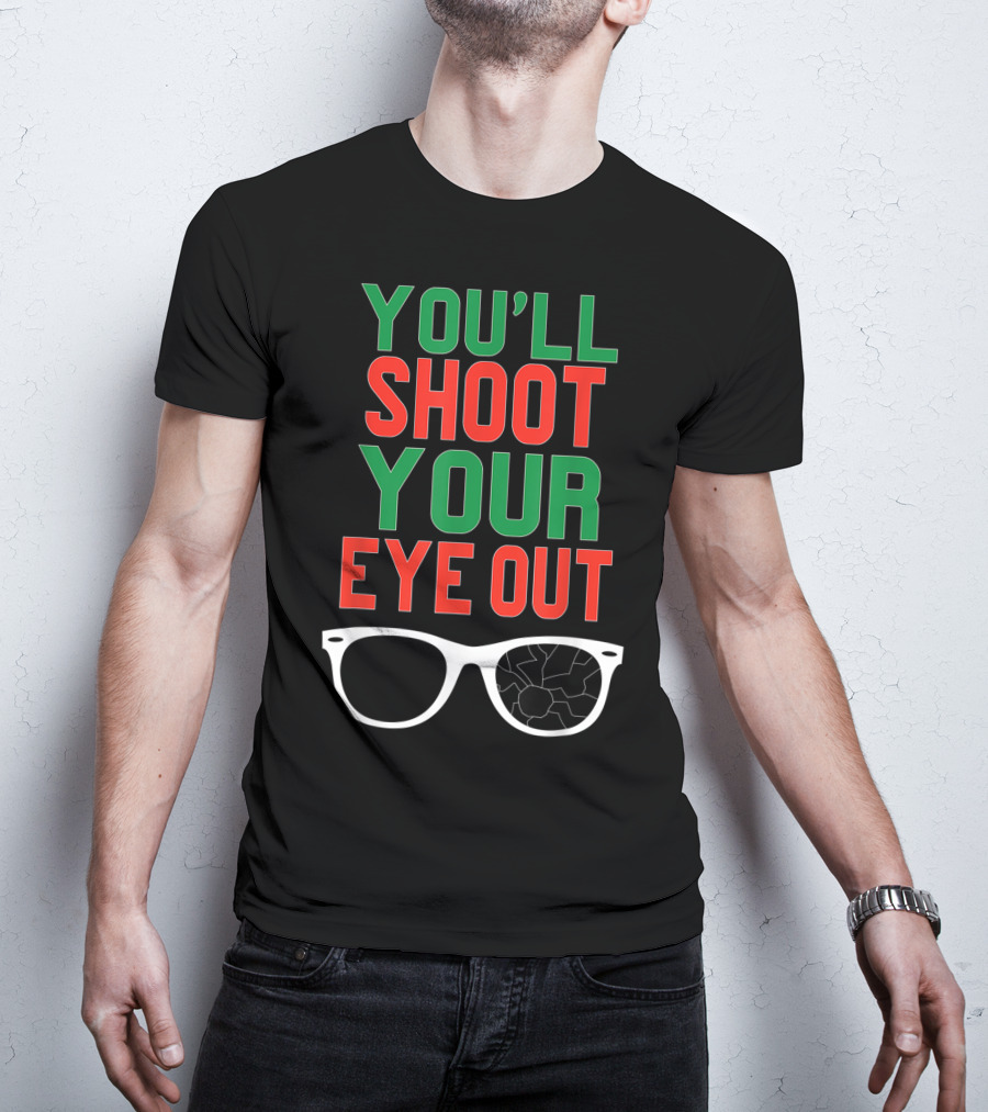 You'll Shoot Your Eye Out Funny Classic Christmas Glasses Cracked Lens T-Shirt