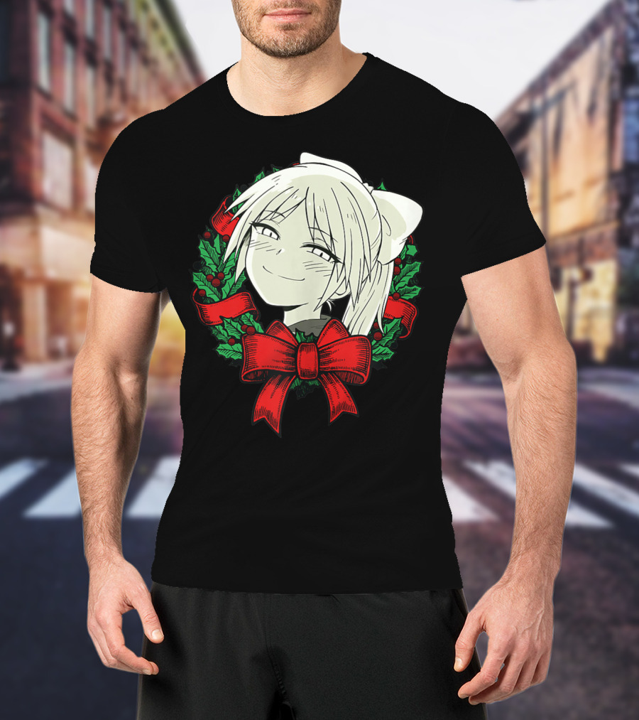 Funny Merry Christmas Manga Classic Wreath Happy T-Shirt