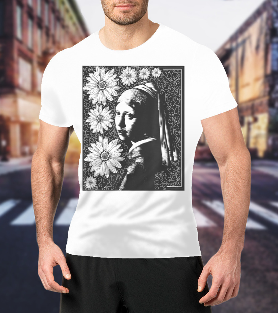 Girl With A Pearl Earring Floral T-Shirt