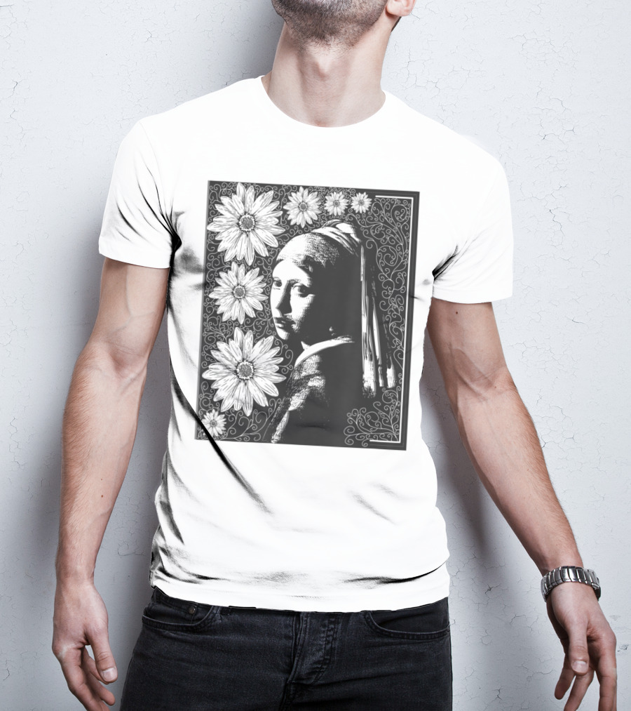 Girl With A Pearl Earring Floral T-Shirt