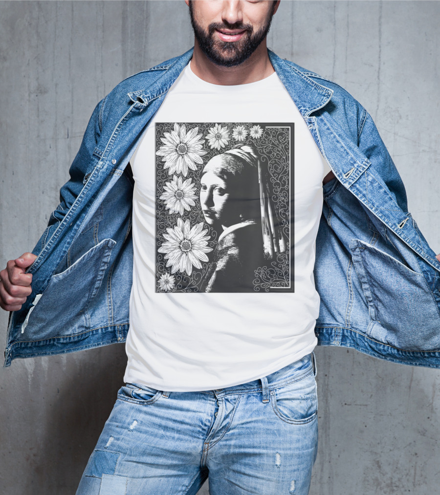 Girl With A Pearl Earring Floral T-Shirt