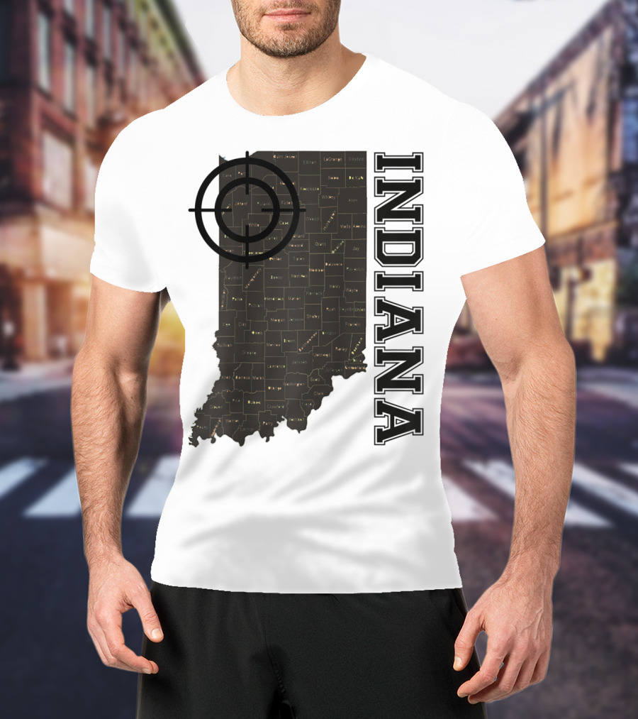 Indiana Map County Outline Vintage Classic Black EJ Maze T-Shirt