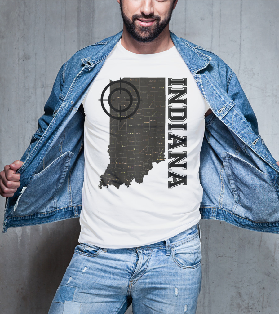 Indiana Map County Outline Vintage Classic Black EJ Maze T-Shirt