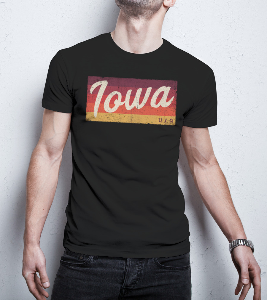 Iowa USA Vintage Classic Retro Stripes T-Shirt