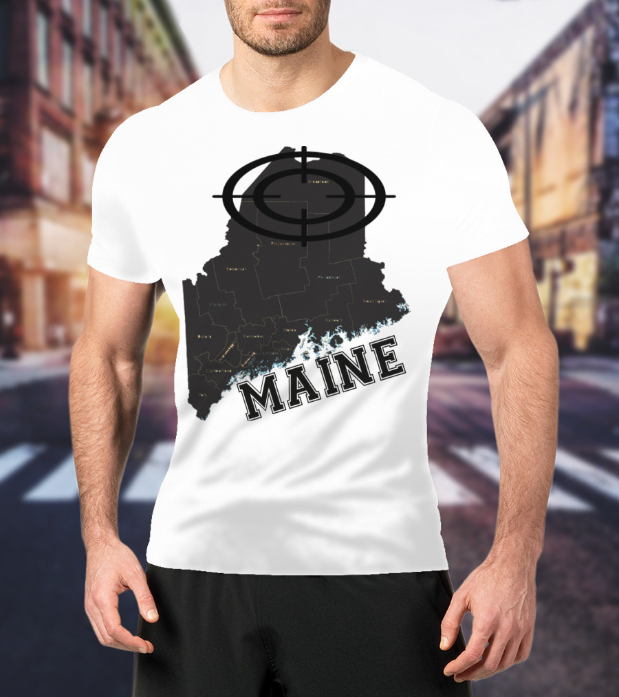 Maine Maps Classic Vintage Fun Target Overlay T-Shirt