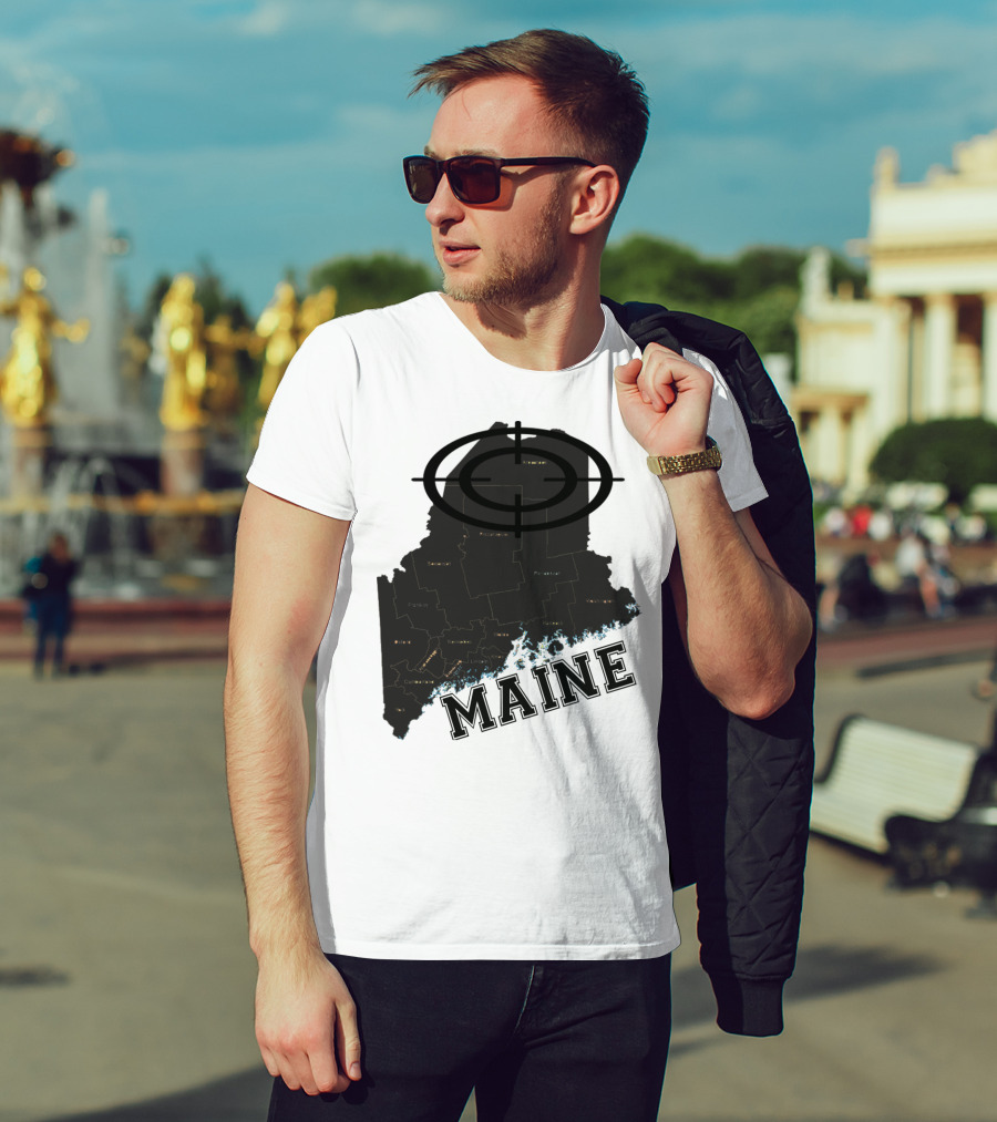 Maine Maps Classic Vintage Fun Target Overlay T-Shirt