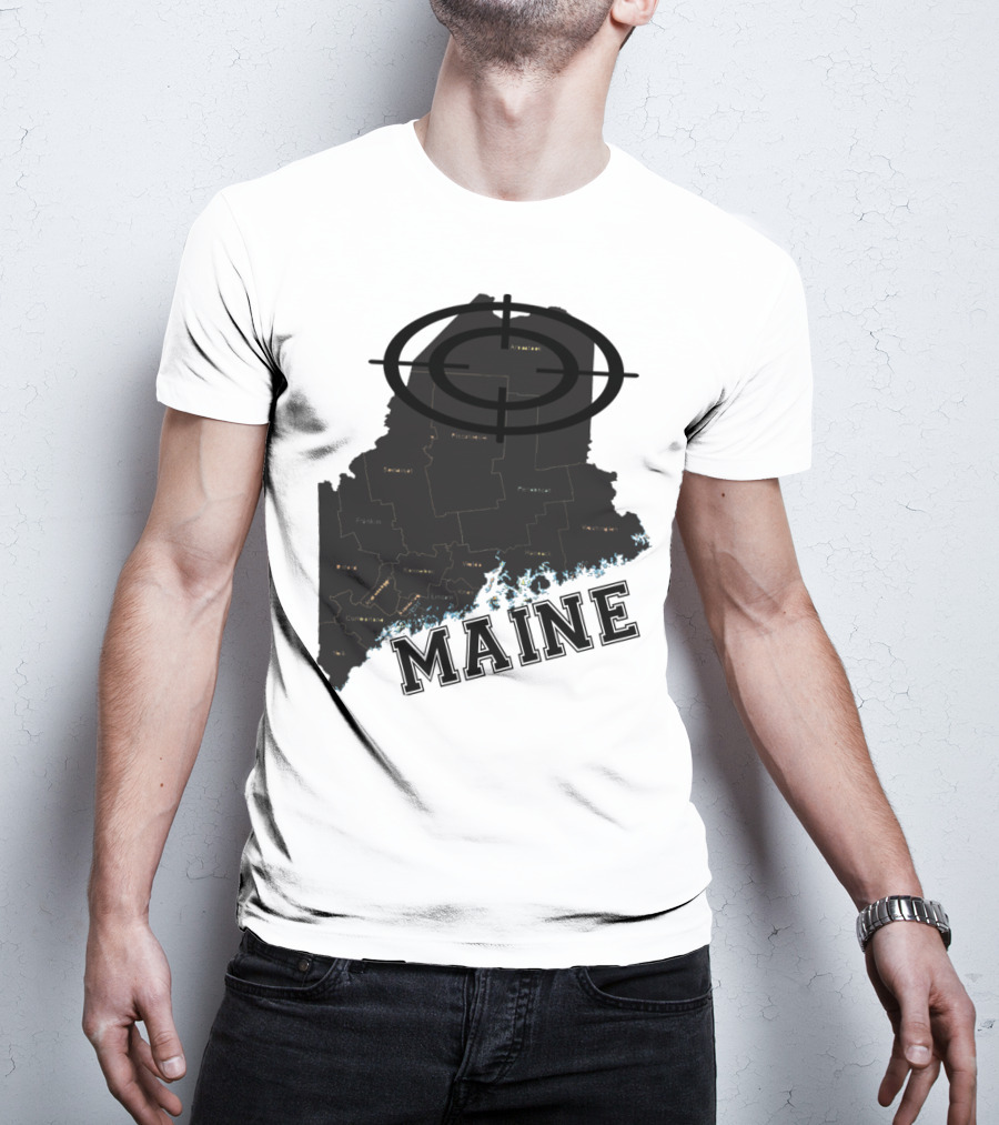 Maine Maps Classic Vintage Fun Target Overlay T-Shirt