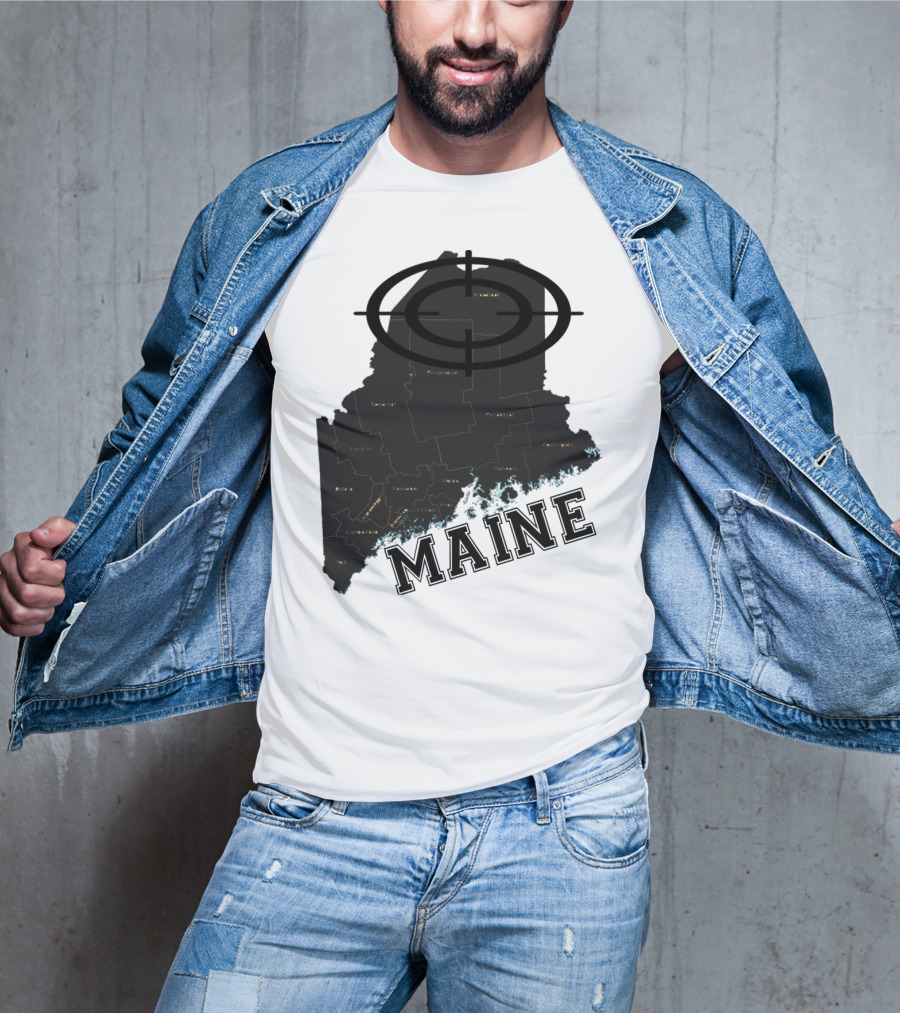 Maine Maps Classic Vintage Fun Target Overlay T-Shirt