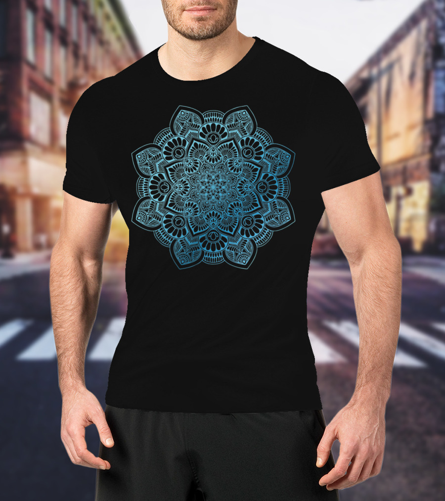 Mandala Flower Classic Blue T-Shirt