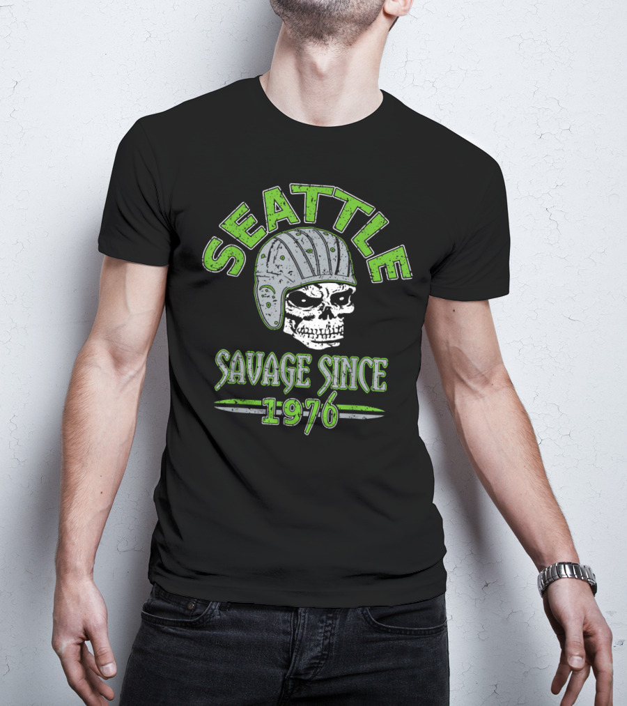 Seattle Savage Skull Helmet Since 1976 T-Shirt