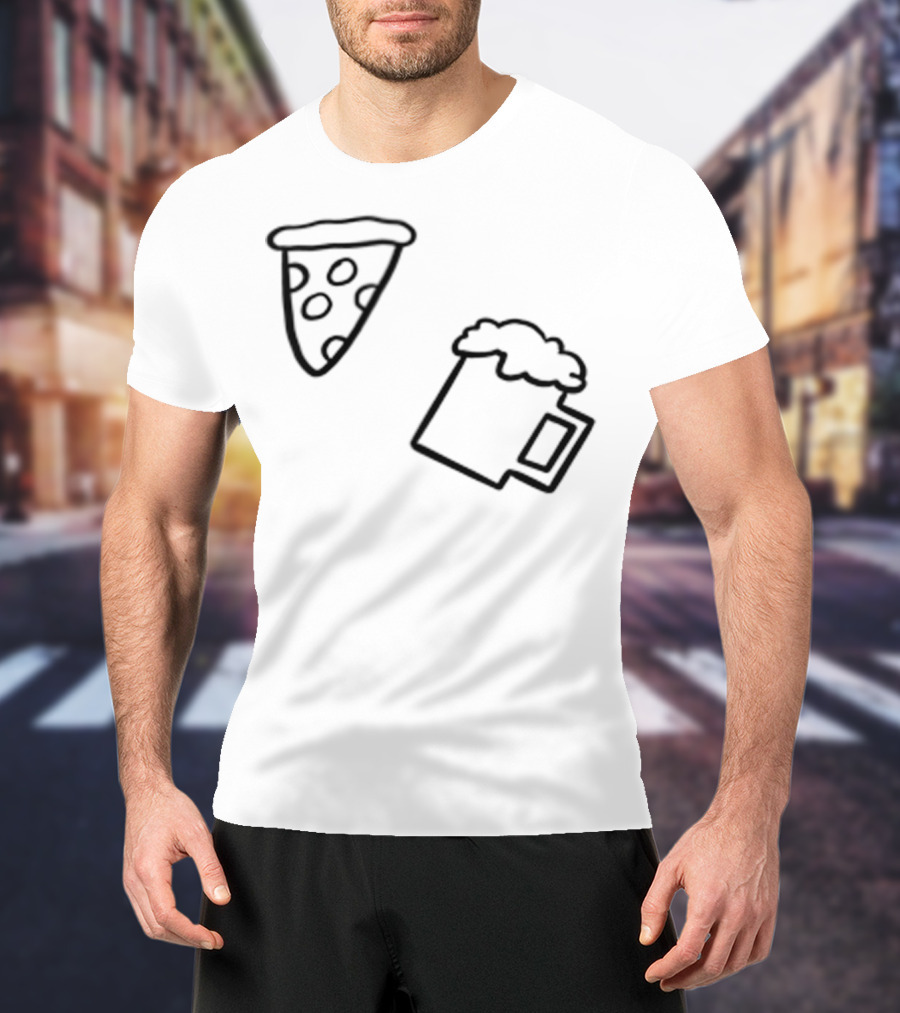 Simple Best Casual Beer And Pizza Icons T-Shirt