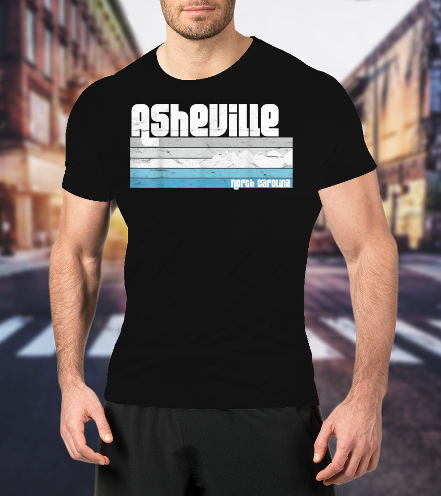 Asheville North Carolina Blue Ridge Mountains Retro Stripes T-Shirt