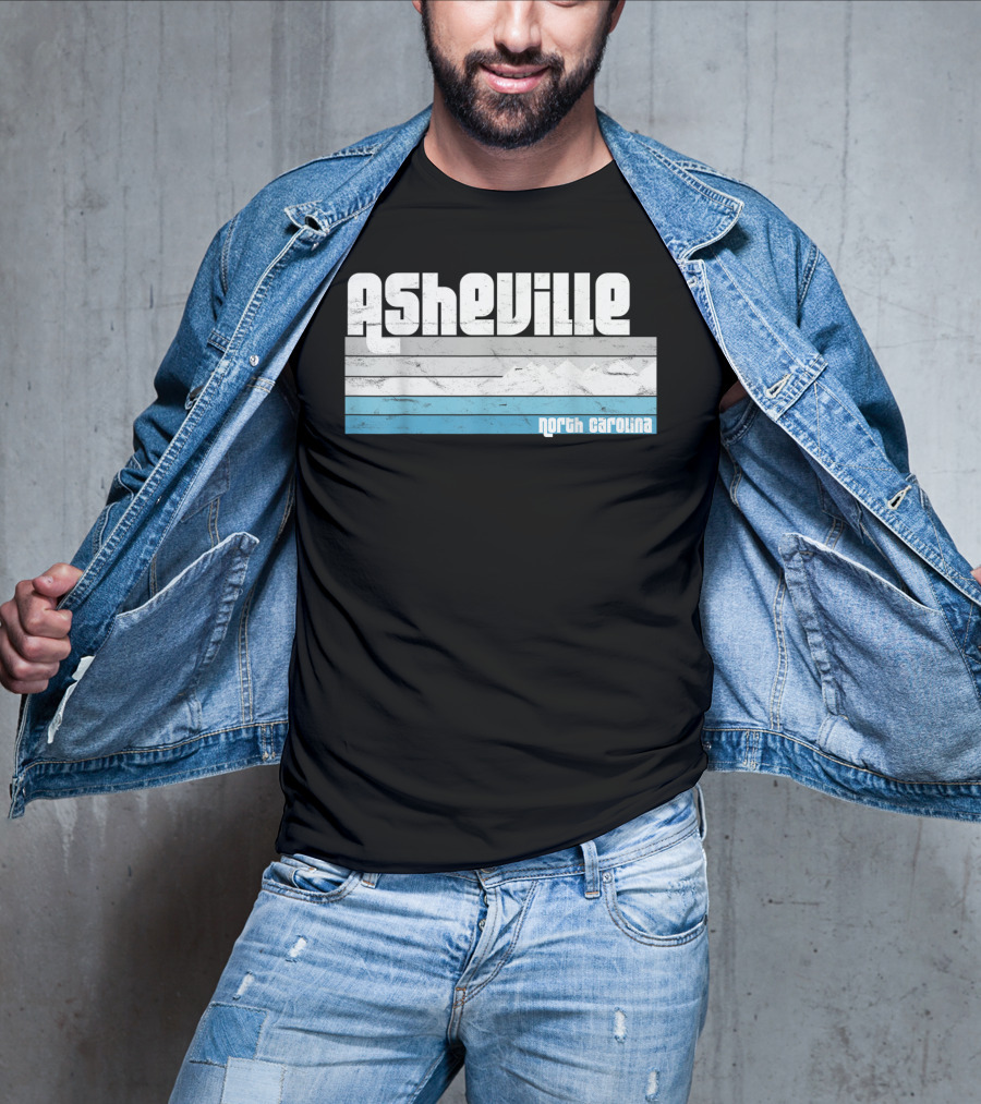 Asheville North Carolina Blue Ridge Mountains Retro Stripes T-Shirt