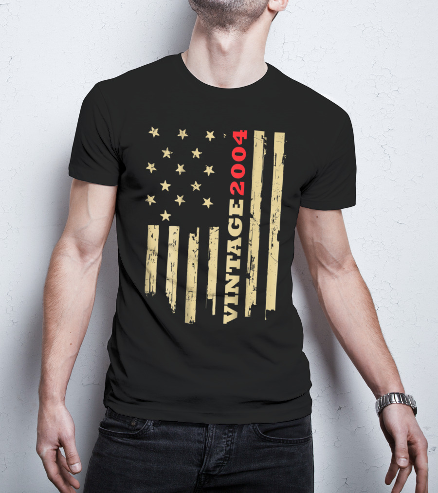 Vintage 2004 American Flag Birthday Gift T-Shirt