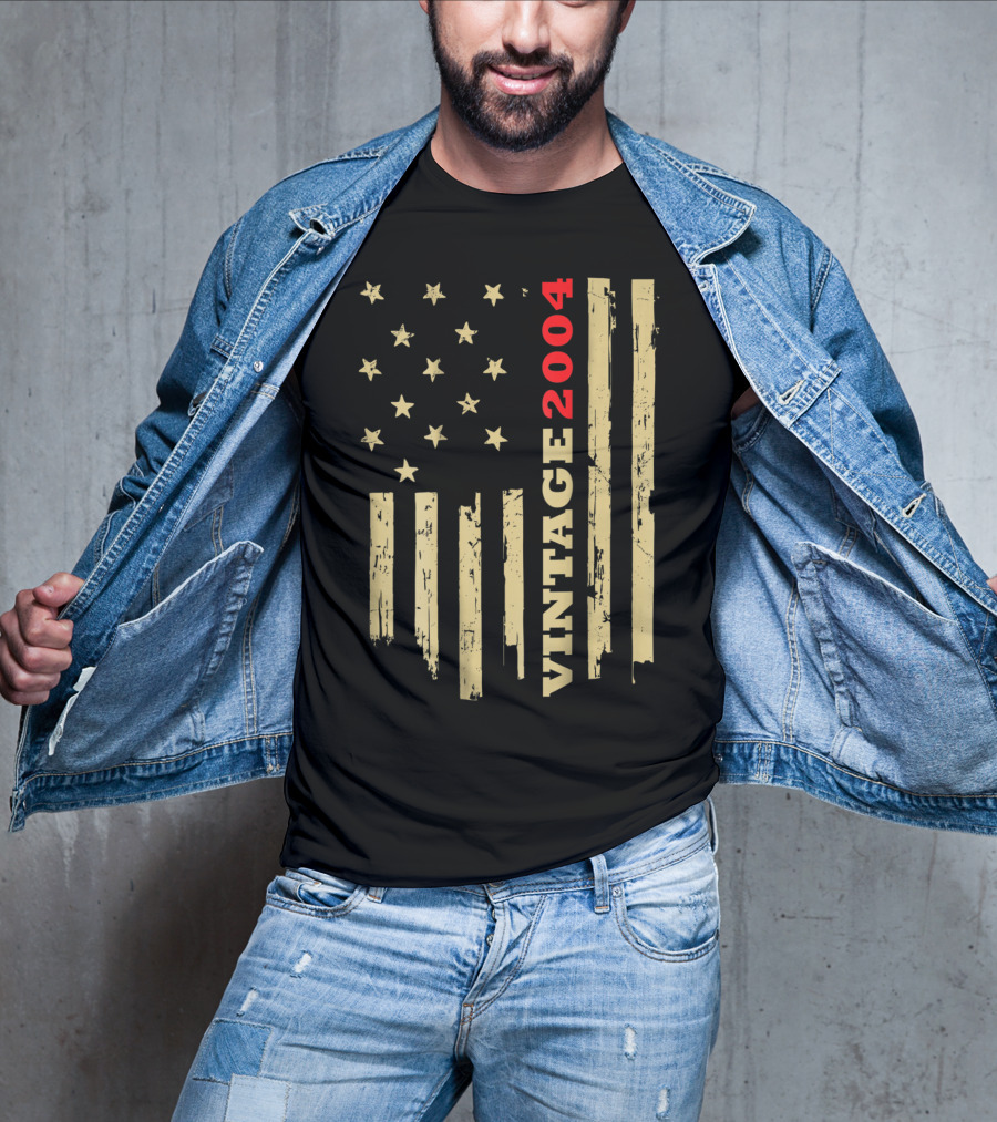 Vintage 2004 American Flag Birthday Gift T-Shirt