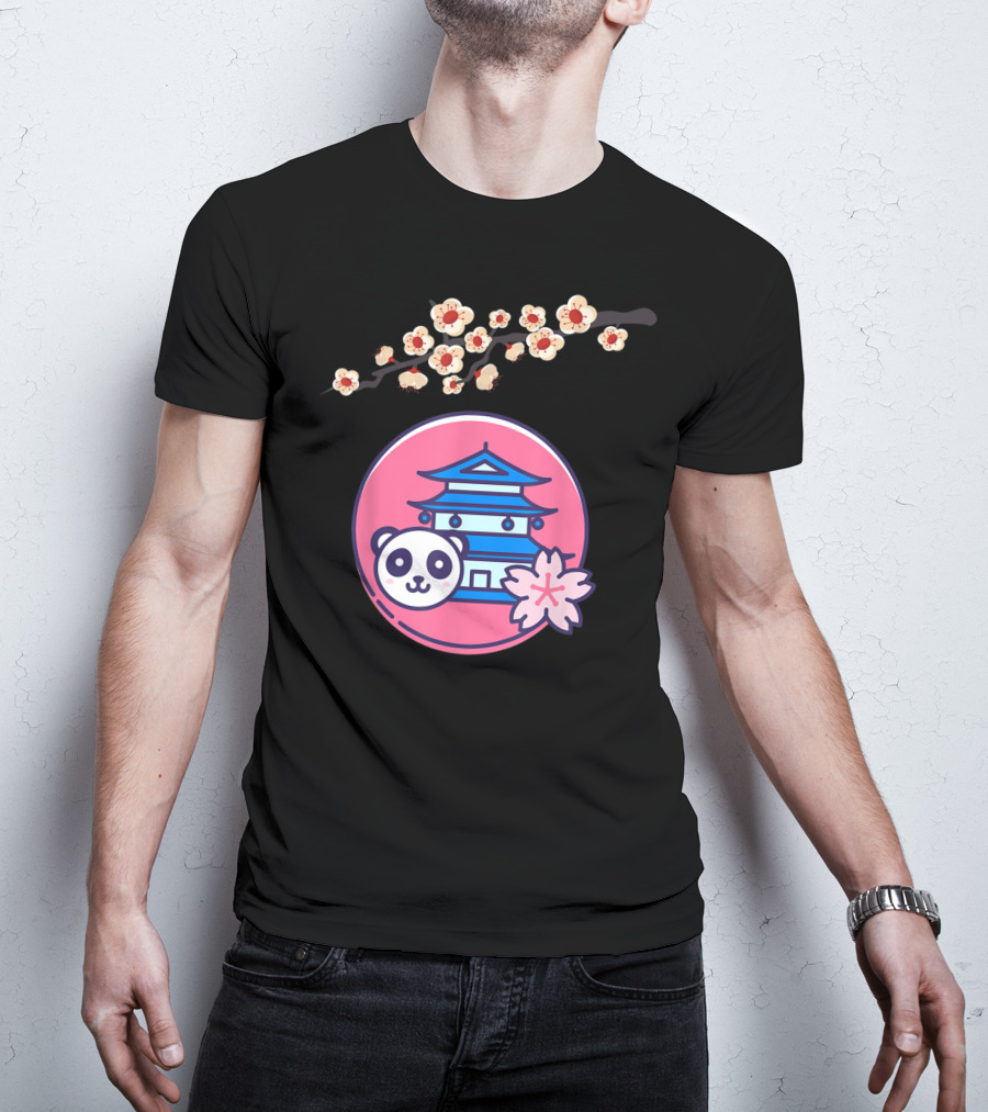Cherry Blossom Festival Sakura Flower Japanese Panda Pagoda T-Shirt