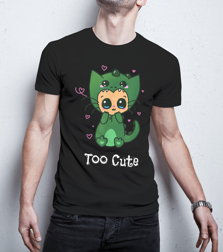 Too Cute Anime Chibi Kitten Dinosaur T-Shirt