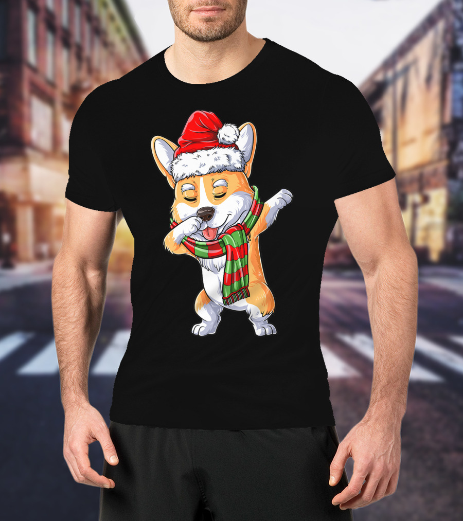Corgi Santa Dabbing Christmas Girls Scarf T-Shirt