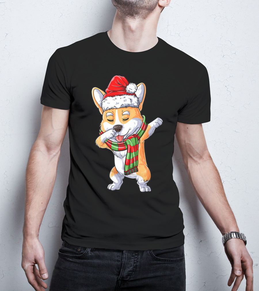 Corgi Santa Dabbing Christmas Girls Scarf T-Shirt