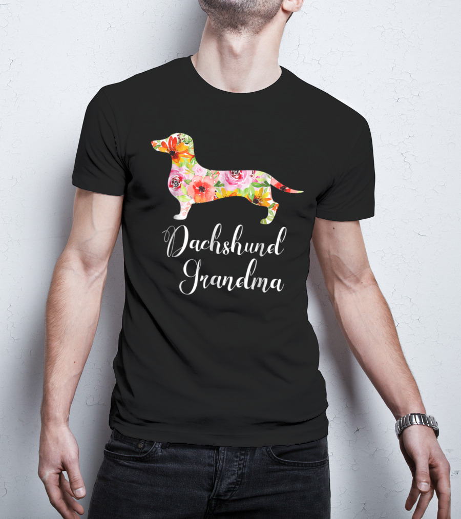 Dachshund Grandma Floral Dog Lover's Funny T-Shirt