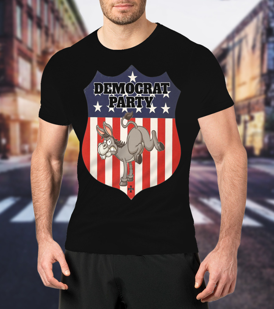 Democrat Party Shield Stars And Stripes Donkey T-Shirt