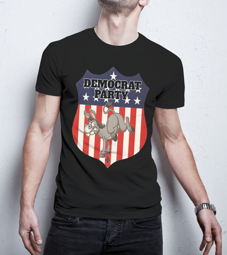 Democrat Party Shield Stars And Stripes Donkey T-Shirt