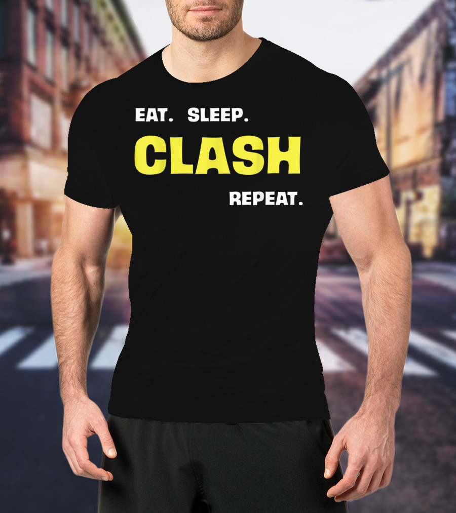 Eat Sleep Clash Repeat Retro Gaming Motif T-Shirt