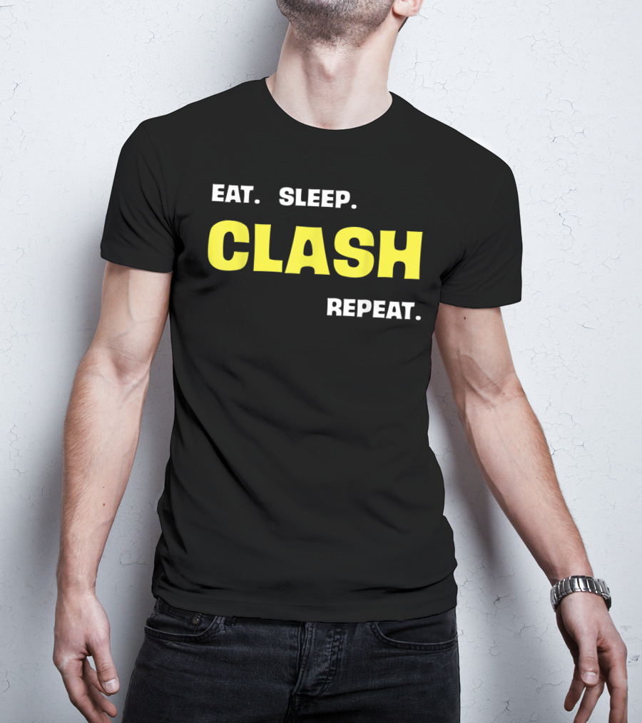 Eat Sleep Clash Repeat Retro Gaming Motif T-Shirt
