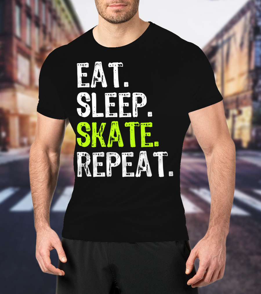 Eat Sleep Skate Repeat Skater Lifestyle Routine T-Shirt
