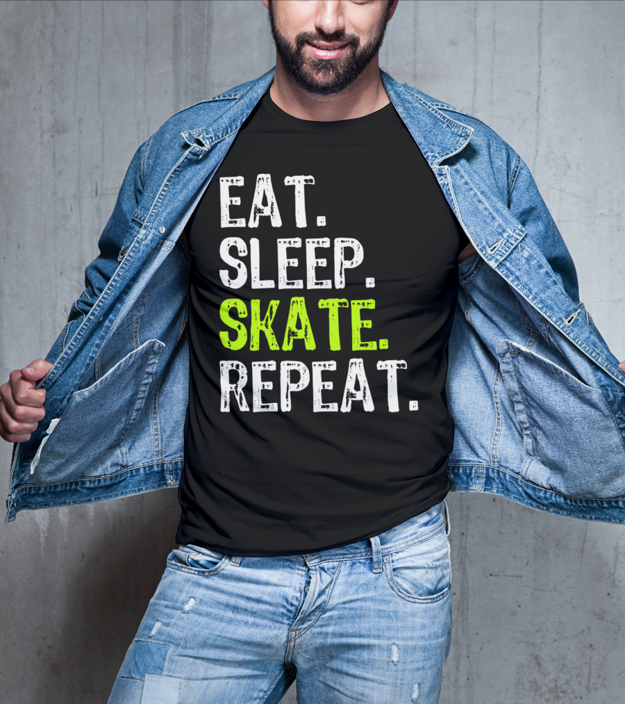Eat Sleep Skate Repeat Skater Lifestyle Routine T-Shirt