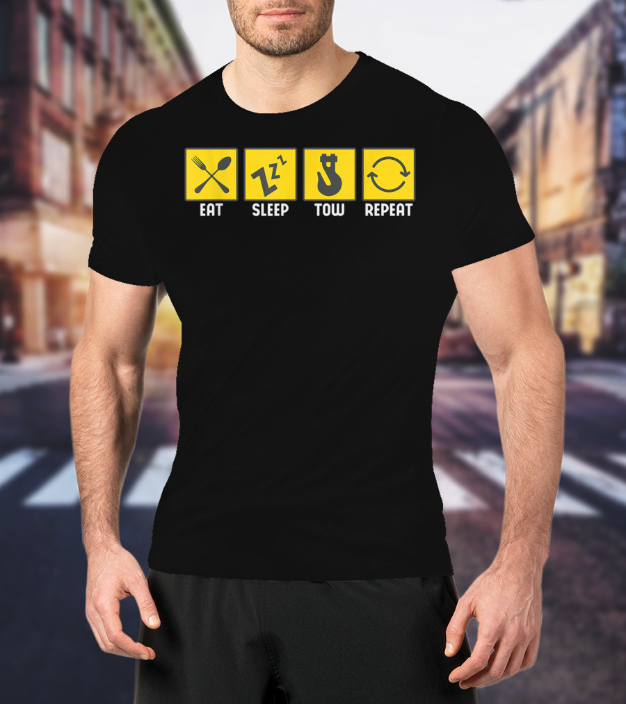 Eat Sleep Tow Repeat Funny Tow Truck Driver Icon Symbols T-Shirt