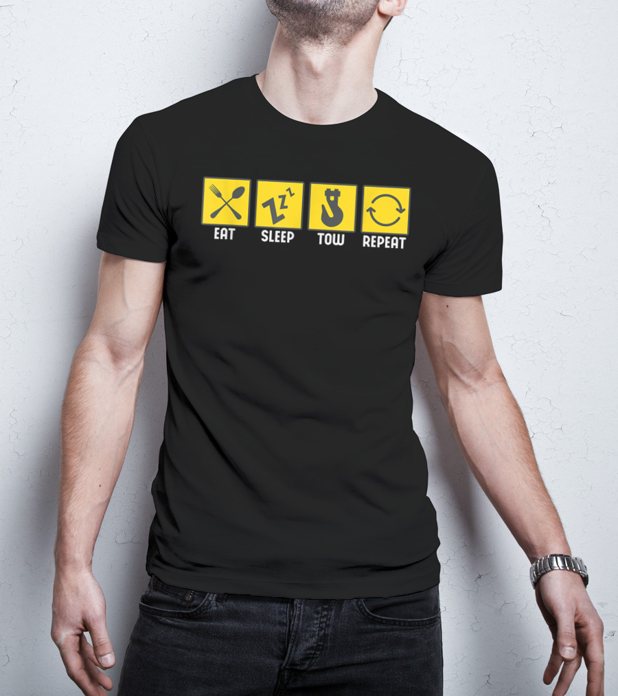 Eat Sleep Tow Repeat Funny Tow Truck Driver Icon Symbols T-Shirt