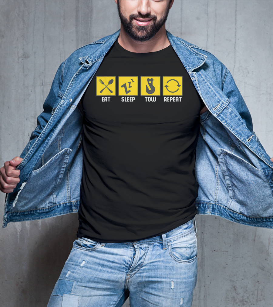 Eat Sleep Tow Repeat Funny Tow Truck Driver Icon Symbols T-Shirt