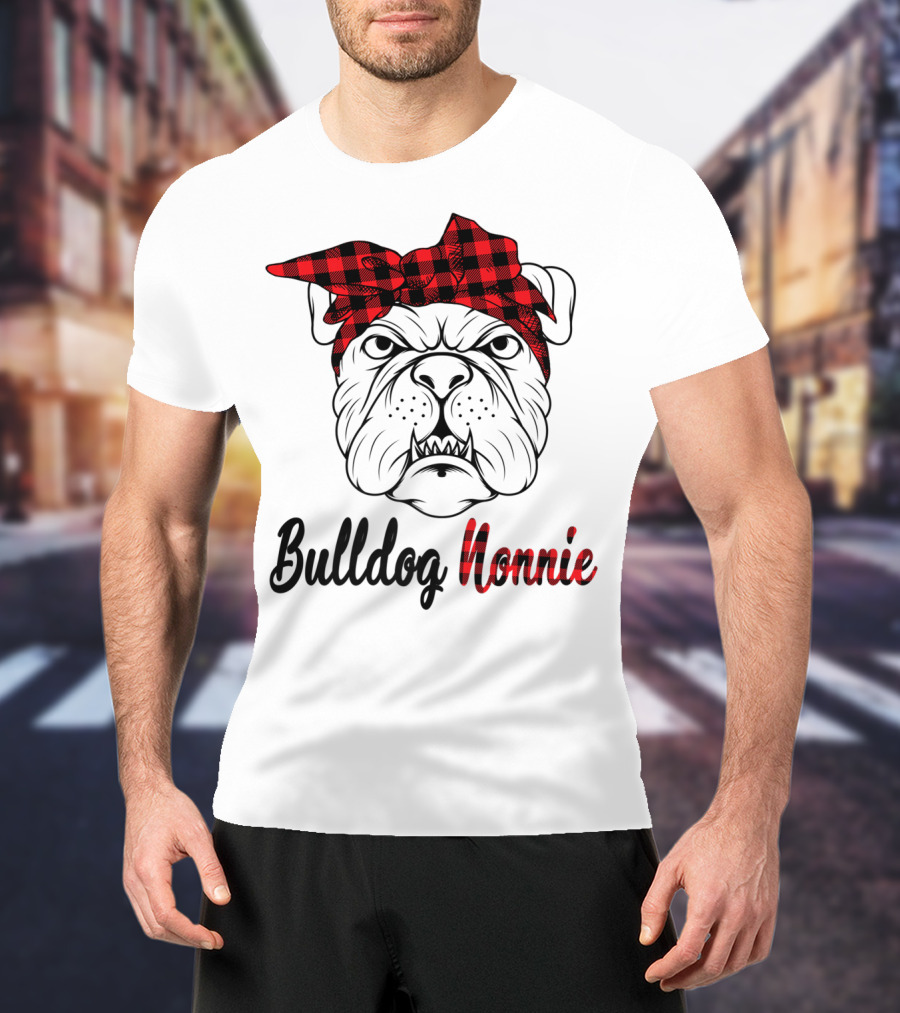 Bulldog Nonnie Plaid Red Bandana Costume T-Shirt