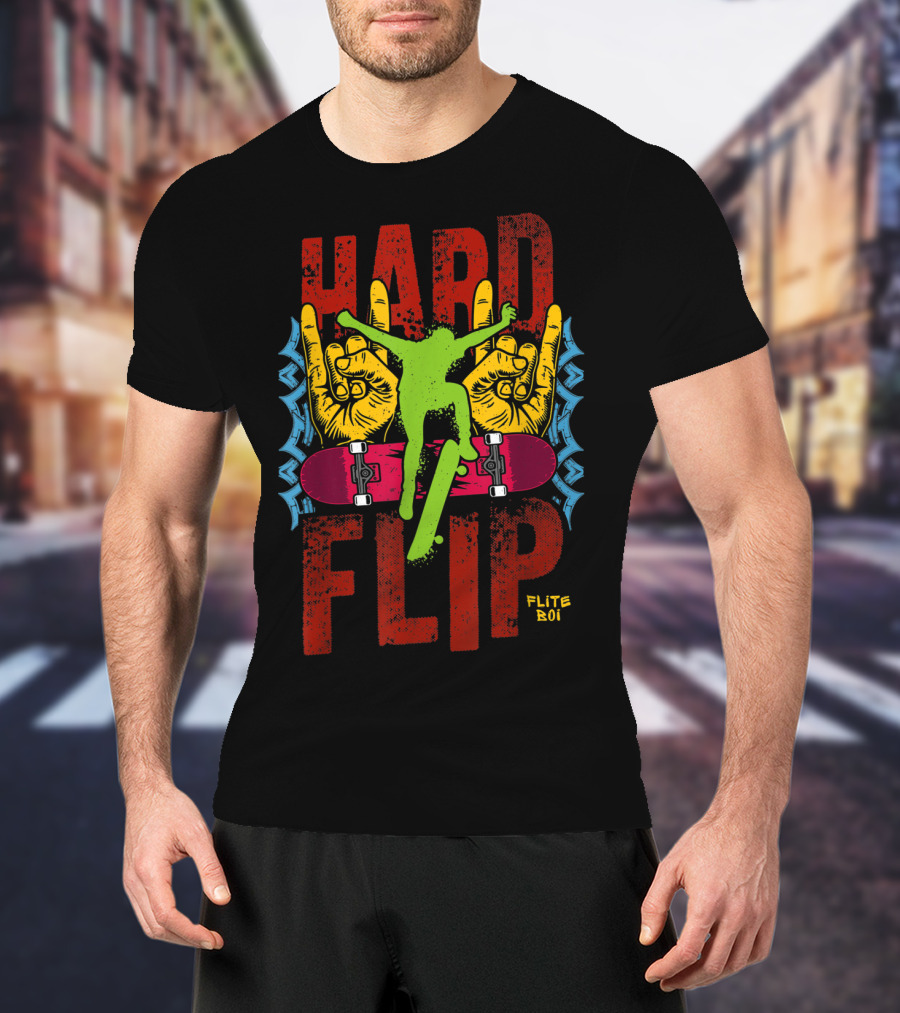 Flite Boi Skateboards Hard Flip Rock Hands Iconic Trick T-Shirt
