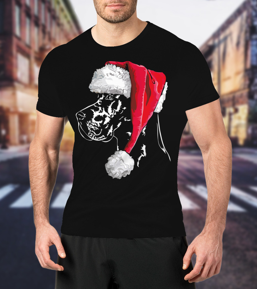 Great Dane Santa Hat Christmas Dog Humor T-Shirt