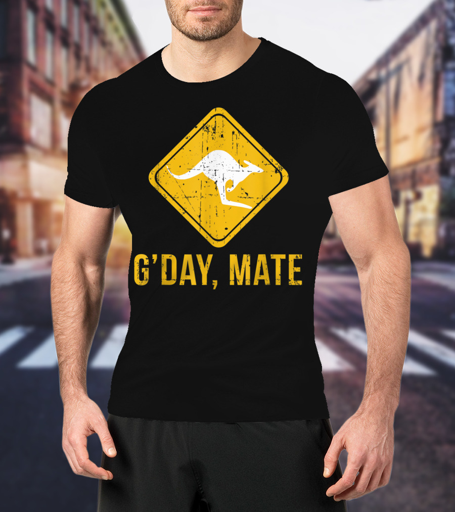 G'day Mate Kangaroo Road Sign Australia Family T-Shirt