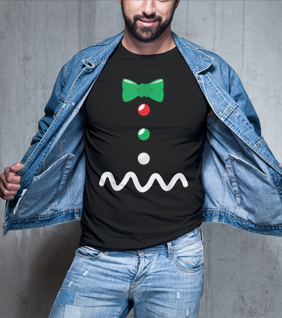 Gingerbread Man Christmas Bow Tie Décor T-Shirt