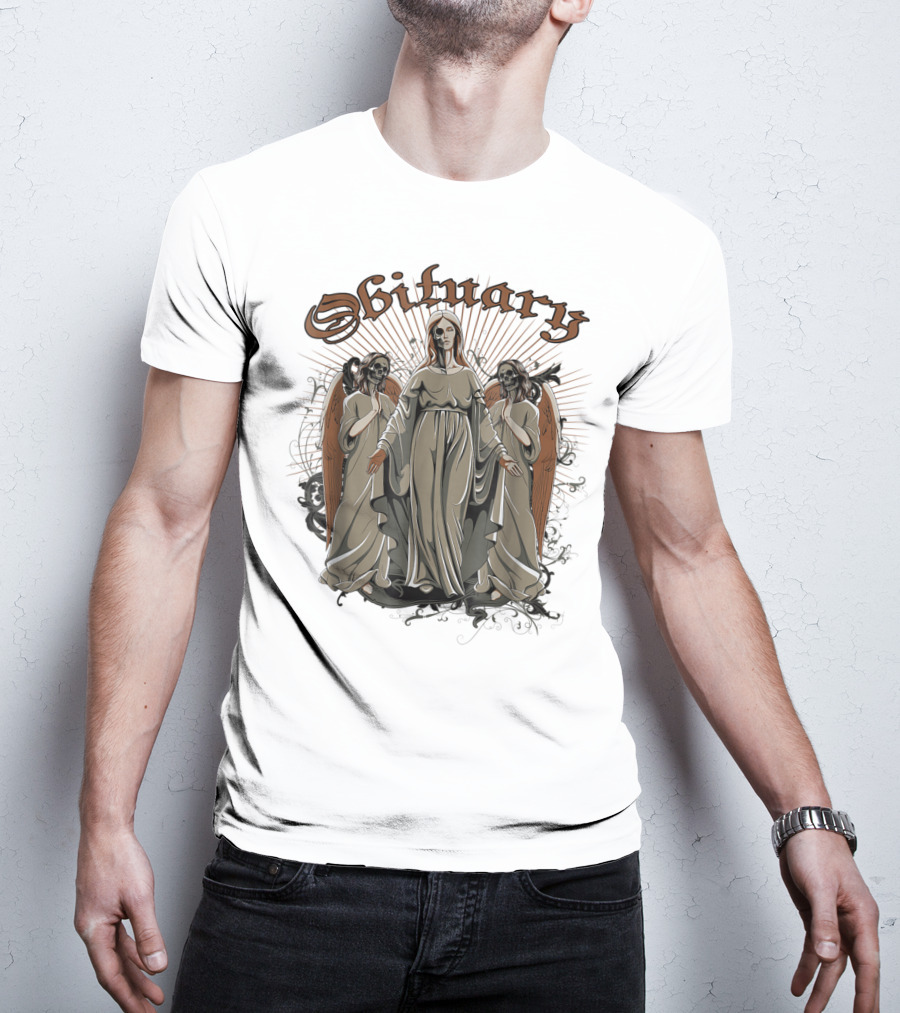 Obituary Halloween Angel Trio With Radiant Wings T-Shirt
