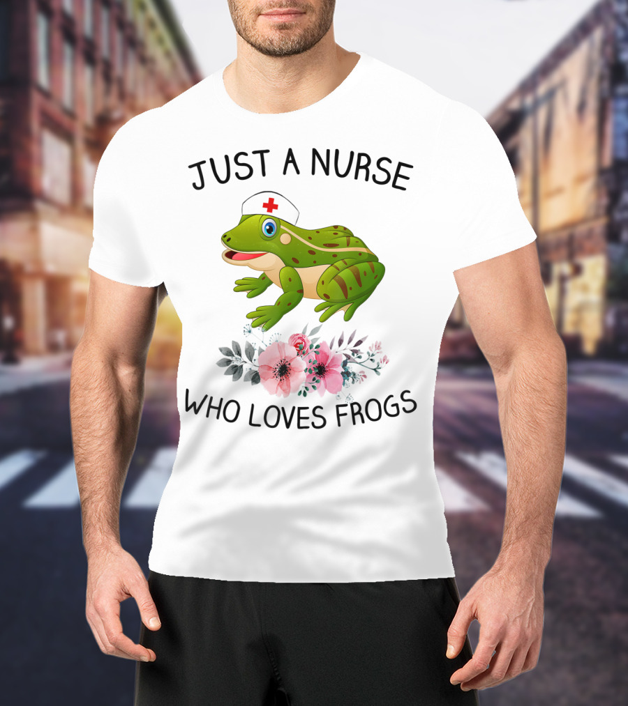 Just A Nurse Who Loves Frogs Floral Hat T-Shirt