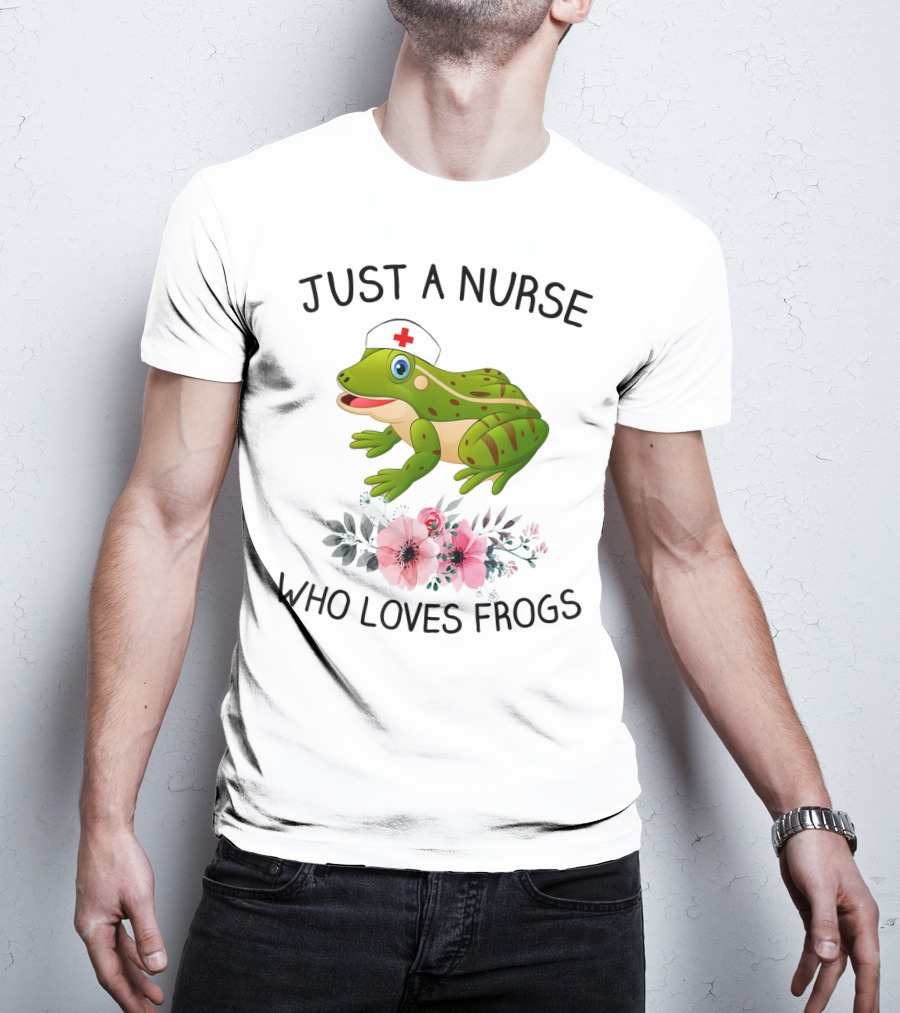 Just A Nurse Who Loves Frogs Floral Hat T-Shirt