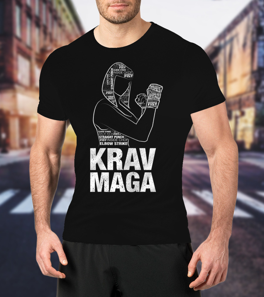 Krav Maga Woman Martial Arts Self Defence Straight Punch Elbow Strike Fist Techniques T-Shirt