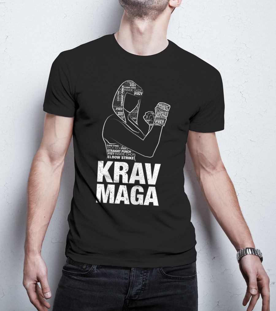 Krav Maga Woman Martial Arts Self Defence Straight Punch Elbow Strike Fist Techniques T-Shirt