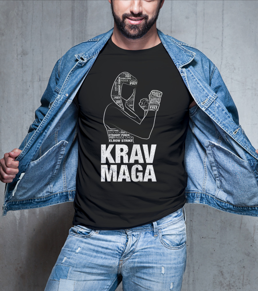 Krav Maga Woman Martial Arts Self Defence Straight Punch Elbow Strike Fist Techniques T-Shirt