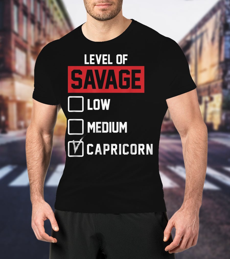 Level Of Savage Capricorn Checked Box Low Medium T-Shirt