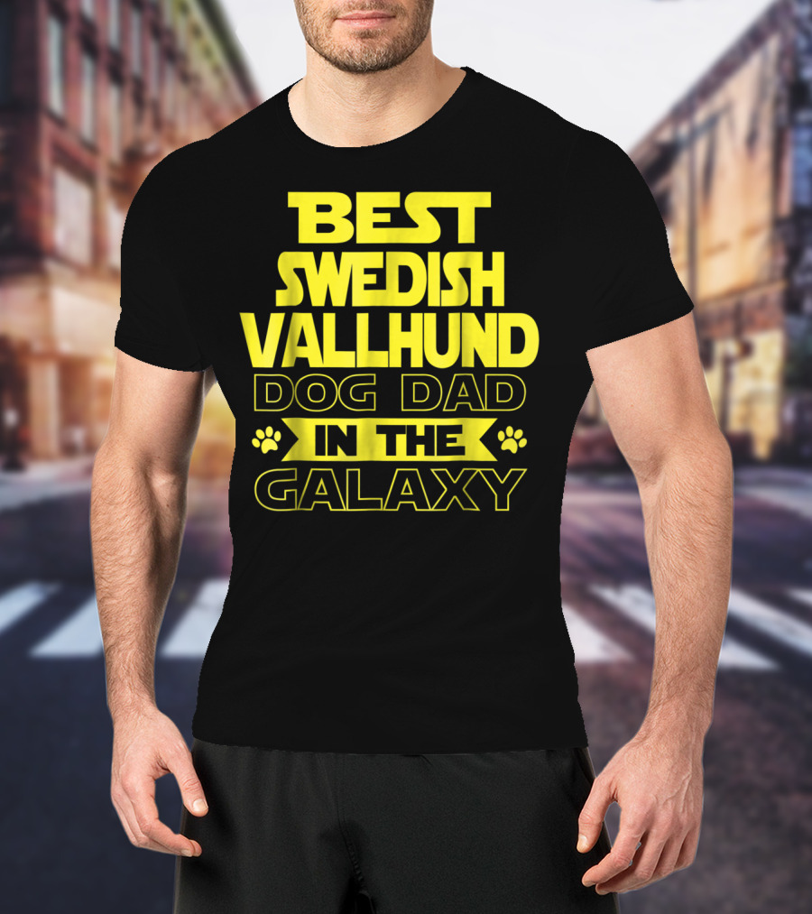 Best Swedish Vallhund Dog Dad In The Galaxy T-Shirt