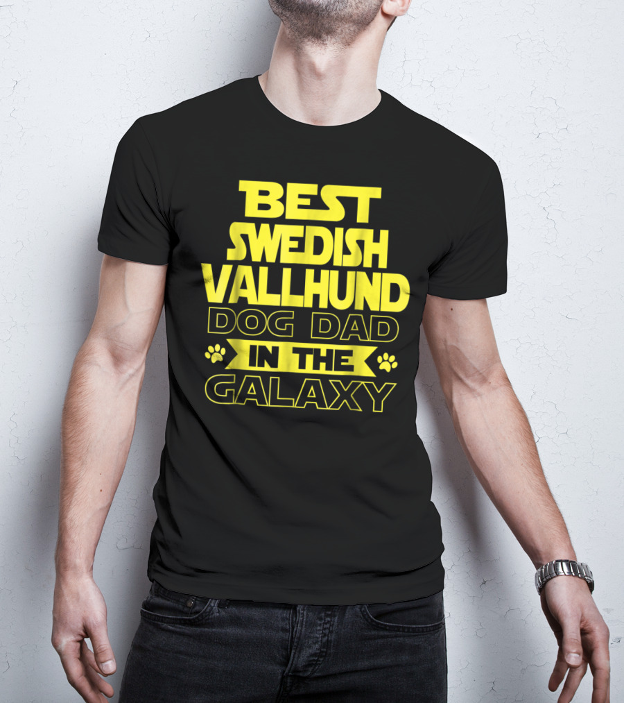 Best Swedish Vallhund Dog Dad In The Galaxy T-Shirt